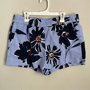 J. Crew Linen Floral Shorts - Blue and Orange
